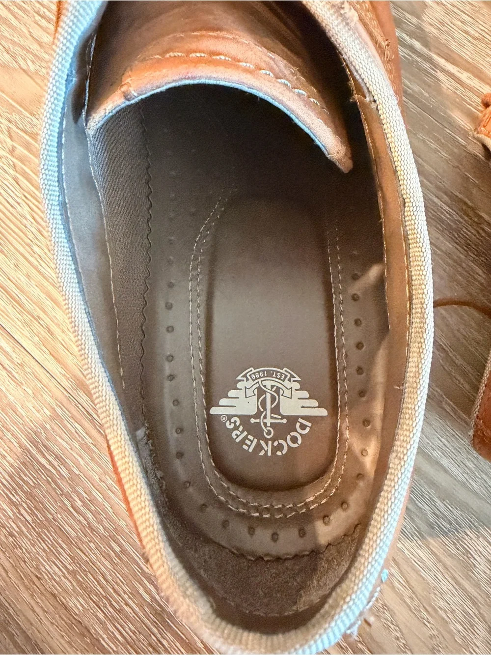 Dockers Men's Tan Leather Lace-Up Dress Shoes